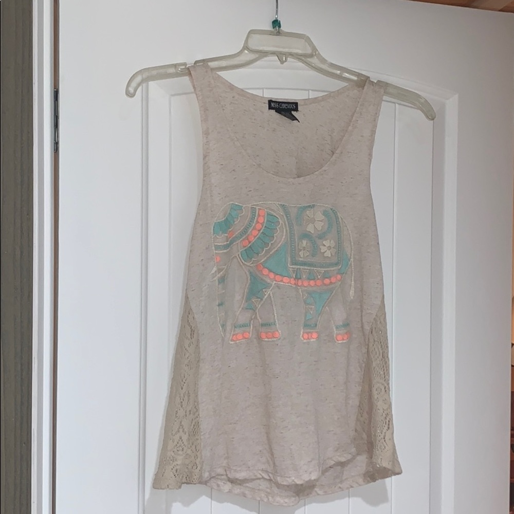 Juniors multi colored elephant tank top